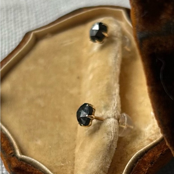 14k 1ct Natural Black Diamond Studs - Picture 7 of 8